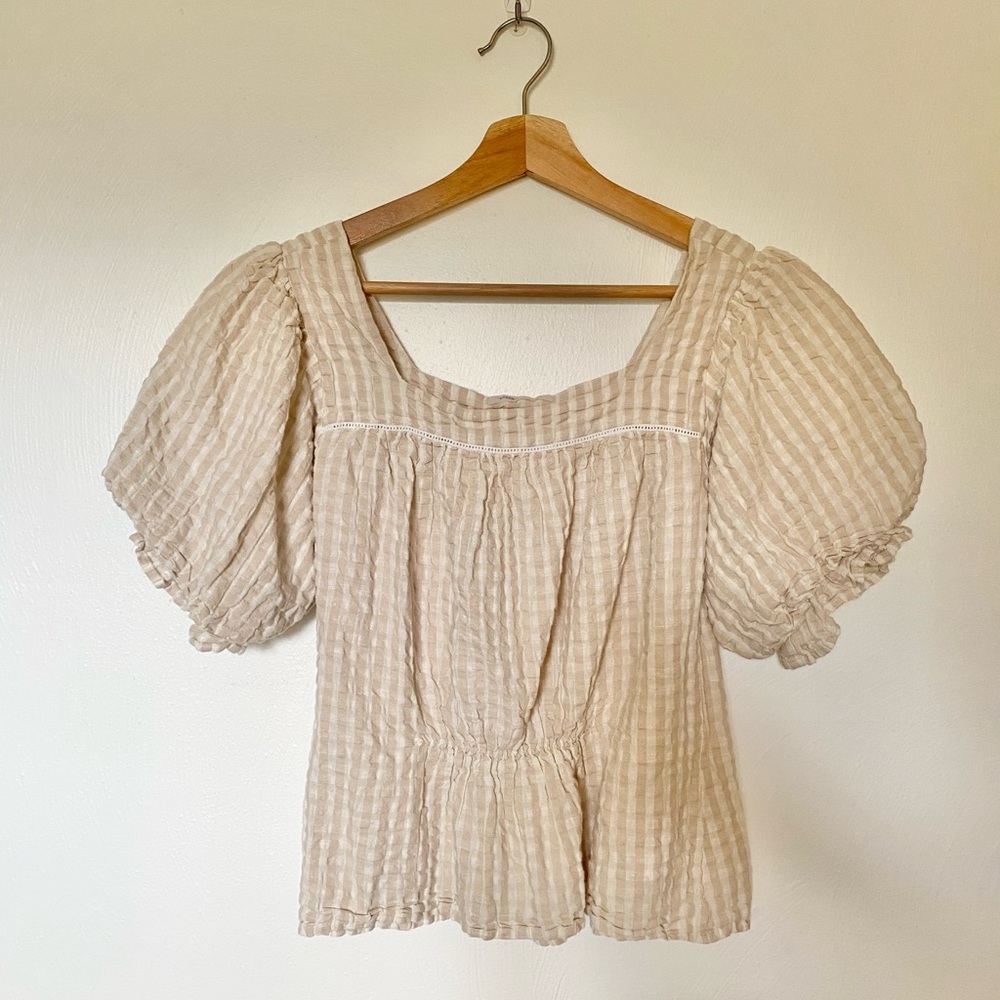 Urban Outfitters Gingham Puff Sleeve Blouse